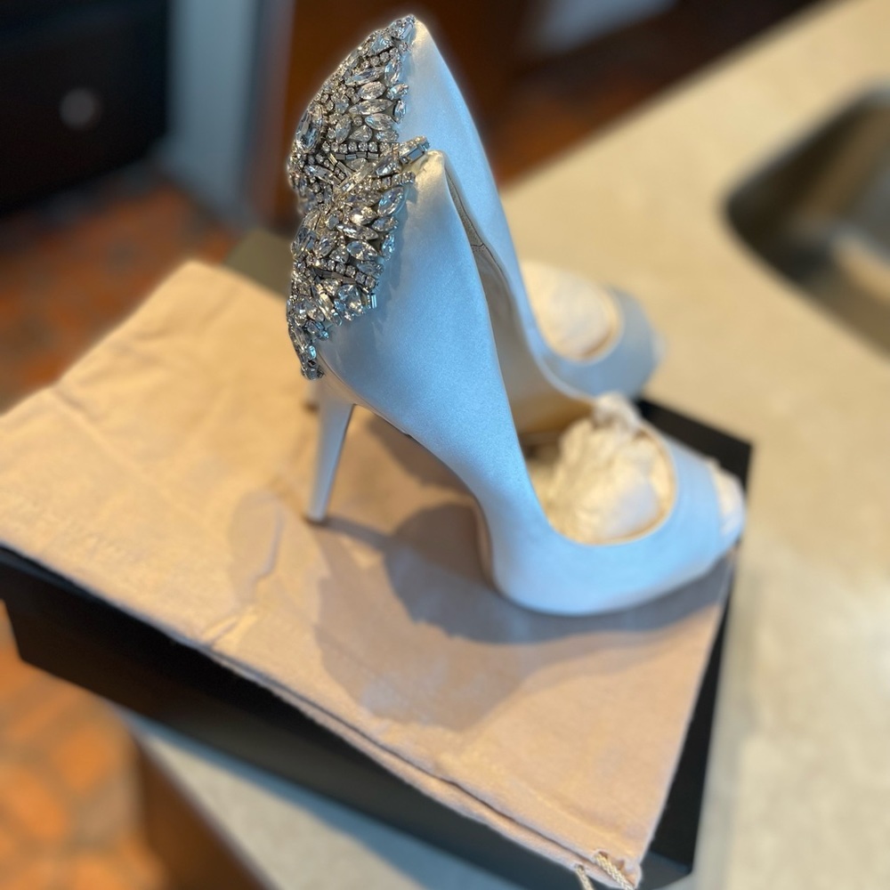 Badgley Mischka Kiara White Satin Heels